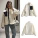 Women s clothing autumn and winter new lazy style contrasting Teddy plush coat_voghion.com