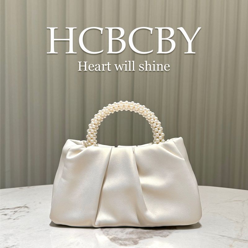 Perlmuttweiße High-End-Abendtasche mit Perlenbesatz, Wolkentasche, modische und elegante Damenhandtasche_voghion.com