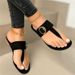 Women's Shoes Rhinestones Style Flip Flop Flat Sandals Fashionable And Comfortable Metal Buckle Decorated Large Size Slippers_voghion.com