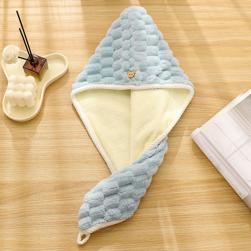 Dvoslojna žametna kapa za suhe lase z žametno zavito koralno žametno zaporo, trak za umivanje obraza, odstranjevalec ličil, odebeljena vpojna brisača za suhe lase_voghion.com