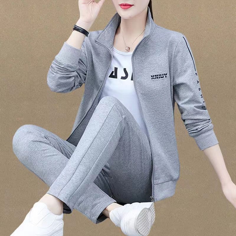 Mom's Spring And Autumn Sports Suit For Women 2025 New Trendy Casual Plus Size Women's Three-Piece Set_voghion.com