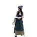 Denim Strap Skirt For Women Spring 2024 New Design Irregular Contrast Splicing Medium Length Dress_voghion.com