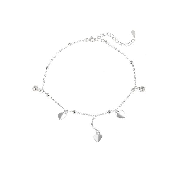 Bransoletka na kostkę z czystego srebra, prosta, elegancka, seksowna, z frędzlami, z sercem, wróżkowa biżuteria na stopę, prezent dla najlepszej przyjaciółki_voghion.com