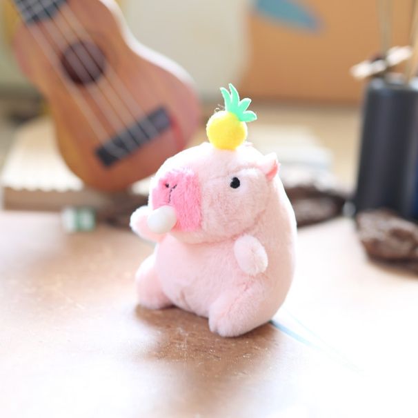 Adorable Cute Blowing Bubble Capybara Plush Toy Keychain Soft Stuffed Animal In Pink Yellow Red_voghion.com