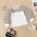 Mother Kids Girls Flocking Polka Dot Puff Sleeve Stitching Top Belt Leather Trousers Suit_voghion.com