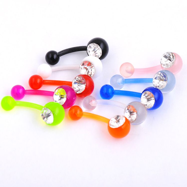 Piercing alla moda in acciaio inossidabile con diamanti intarsiati in acrilico_voghion.com