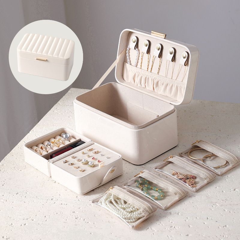 Glossy PU Jewelry Box - Compact & Portable Organizer For Rings, Necklaces, Earrings & Bracelets (Elegant, Travel-Friendly, Gift Ready)​​_voghion.com