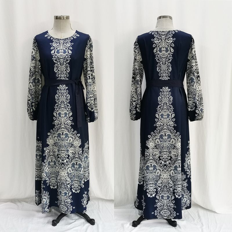  Damenkleid aus dem Nahen Osten, arabische Kleidung, muslimisches bedrucktes Kleid_voghion.com