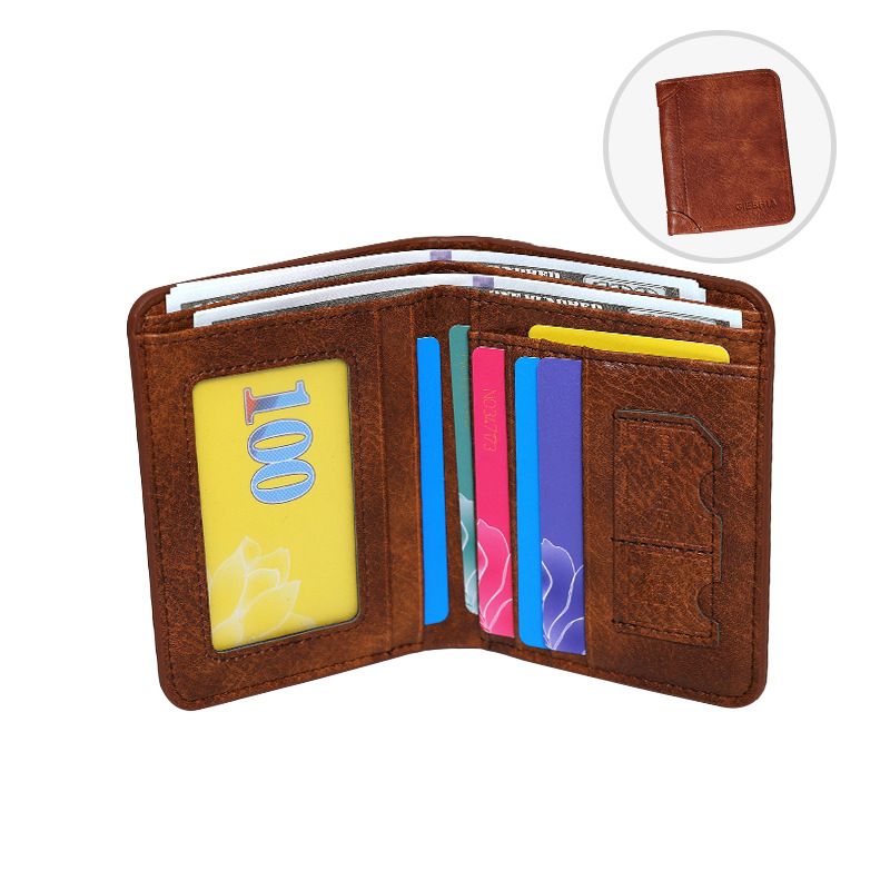 Herren Geldbörsen High End Retro PU Kurze Herren Klappbare Kreditkartentasche Kann Münzgeldbörse Verstauen_voghion.com