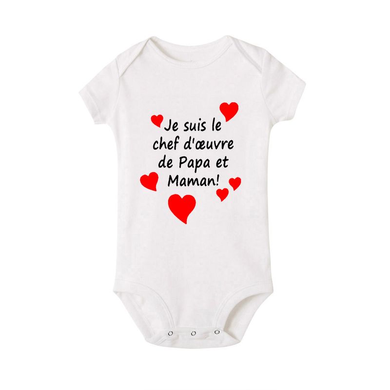 Bērnu apģērbs "Esmu mammas un tēta šedevrs". Smieklīgs mazuļa rāpošanas kombinezons._voghion.com