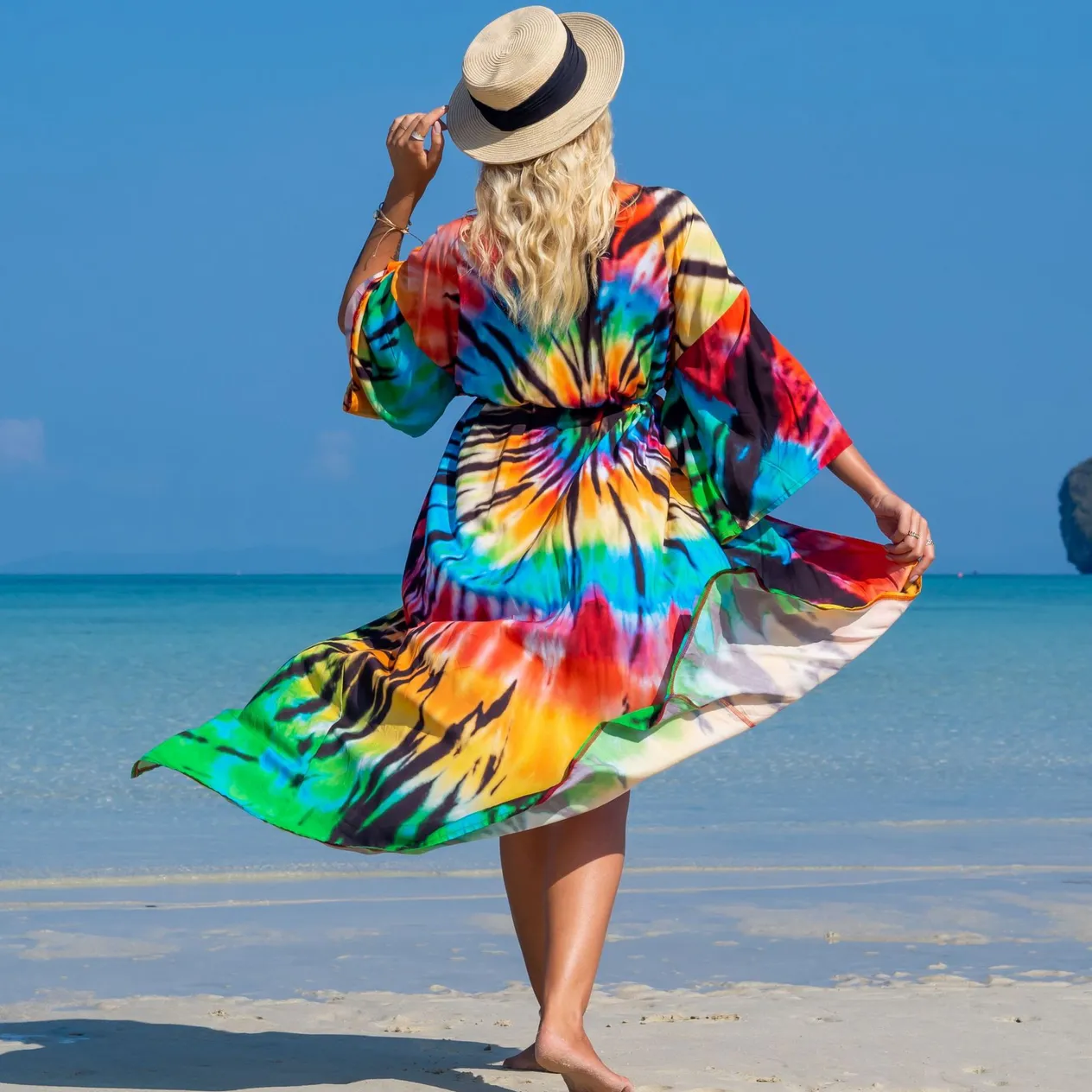 Women's Clothing Cotton Printed Cardigan Beach Skirt Bikini Shirt Swimsuit Outer Wear Sunscreen Clothing Seaside Holiday Skirt_voghion.com