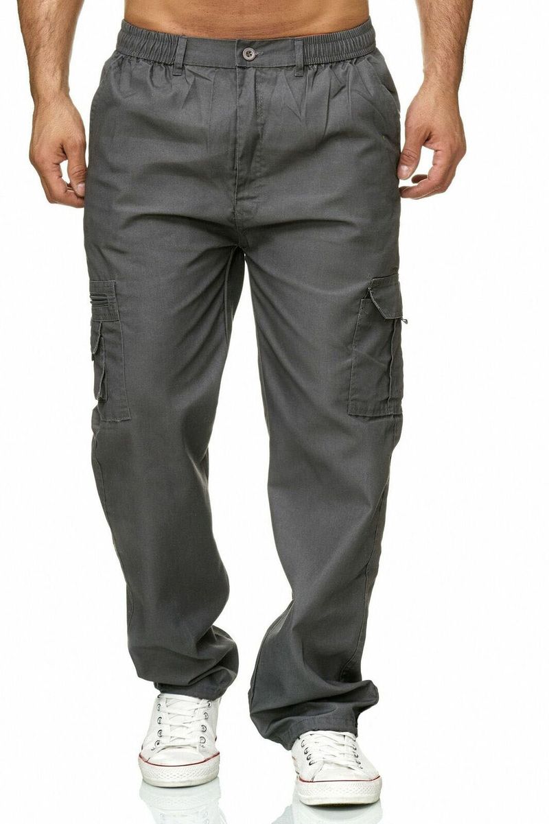 Pantaloni cargo dritti larghi multitasche casual da uomo Pantaloni fitness all'aperto_voghion.com