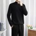 Men's Clothing Half Turtleneck Sweater Men's Autumn Winter Semi-Turtleneck Sweater Slim Fit Knitted Pullover Casual Warm Long Sleeve Top_voghion.com