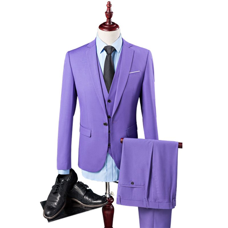 CT Men's Korean Style Slim Fit Set Large Size Business Casual Groom Tuxedo Suit_voghion.com