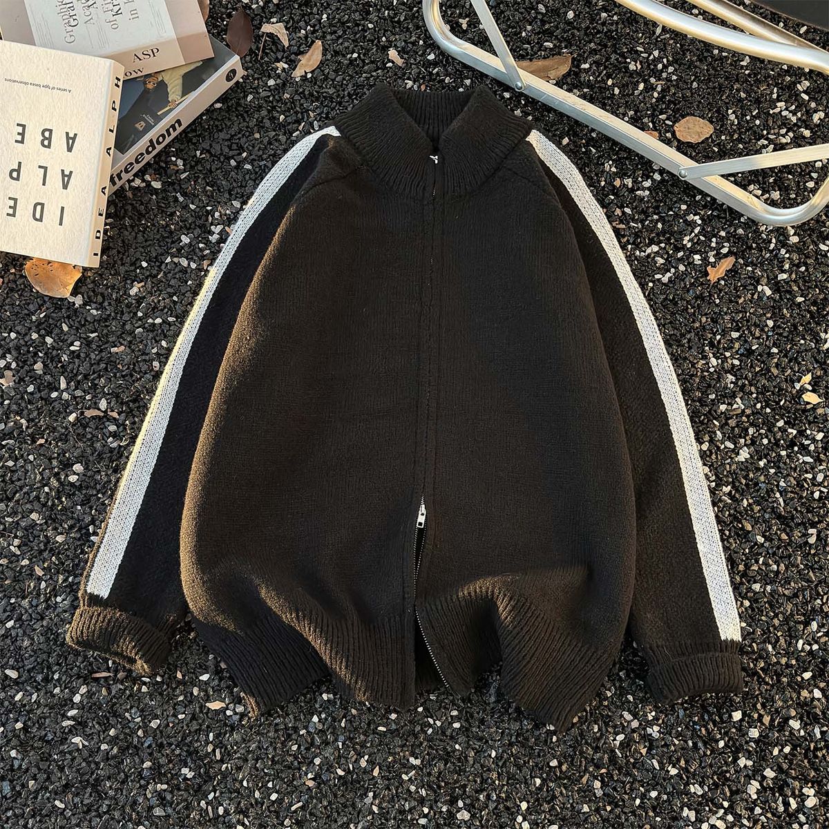 Men’s Zip-Up Knit Sweater – Retro Chunky Cardigan For Winter Layering_voghion.com