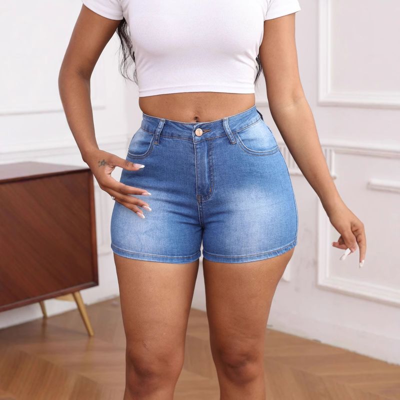 Vêtements pour femmes de haute qualité Spot INS Nouveau short en jean décontracté taille haute élastique_voghion.com