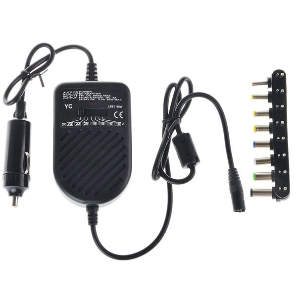 Caricabatterie portatile universale da 80 W LED Adattatore per auto Adattatore di alimentazione regolabile Set di 8 spine staccabili per auto portatile Notebook_voghion.com