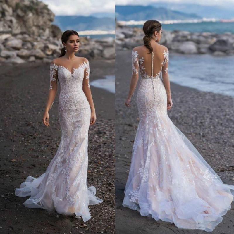 Women's Dress Long Sleeve Wedding Dress Simple Backless Small Drag Gas Quality Slimming Wedding Dress_voghion.com