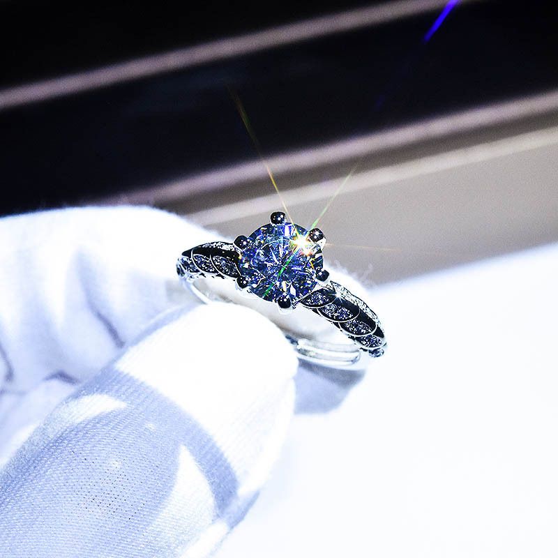 Anello regolabile in stile Bestie con diamanti ad alto tenore di carbonio, placcato PT950, con ali d'angelo in moissanite color D americana_voghion.com