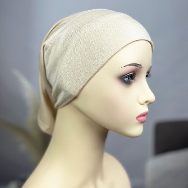 Cappello da donna Hijab in cotone modal con due estremità attraverso un foulard da donna traspirante e confortevole in tinta unita_voghion.com