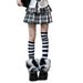 2025d Cosplay Anime JK Blau-weiß gestreifte Overknee-Socken für Frauen Y2K Dünne Waden-Langrohrsocken_voghion.com