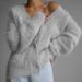 Mink Fur V-Neck Knitted Sweater Women, Autumn And Winter New Loose Solid Color Cardigan For Women's Outerwear_voghion.com