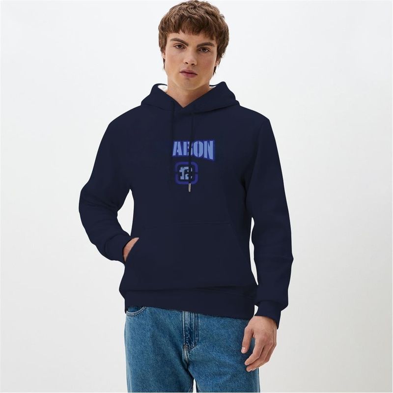Felpa con cappuccio in cotone con stampa mimetica da uomo, con logo_voghion.com