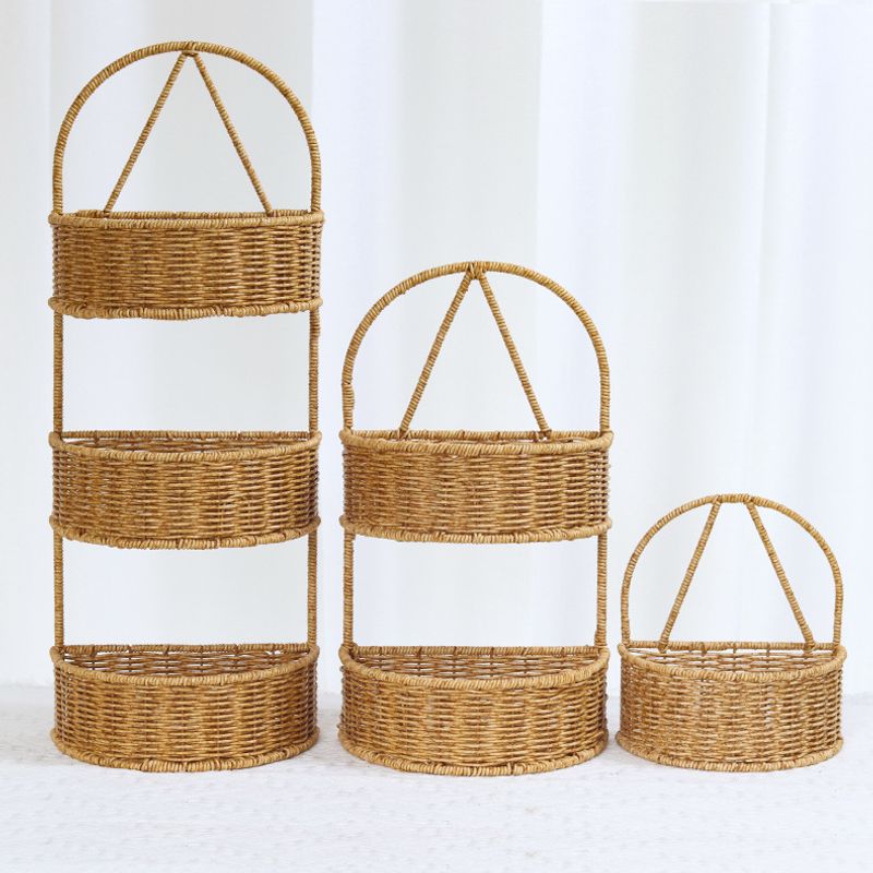 Cesta criativa de parede trançada à mão, camada única, várias camadas, cesta multiuso de parede, cesta de armazenamento de parede_voghion.com