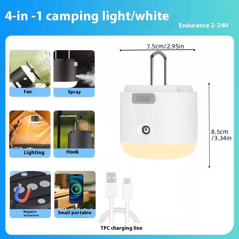 Ventilador multifuncional, bateria de longa duração, lanterna para acampamento ao ar livre, recarregável, barraca, acampamento, luz repelente de mosquitos_voghion.com