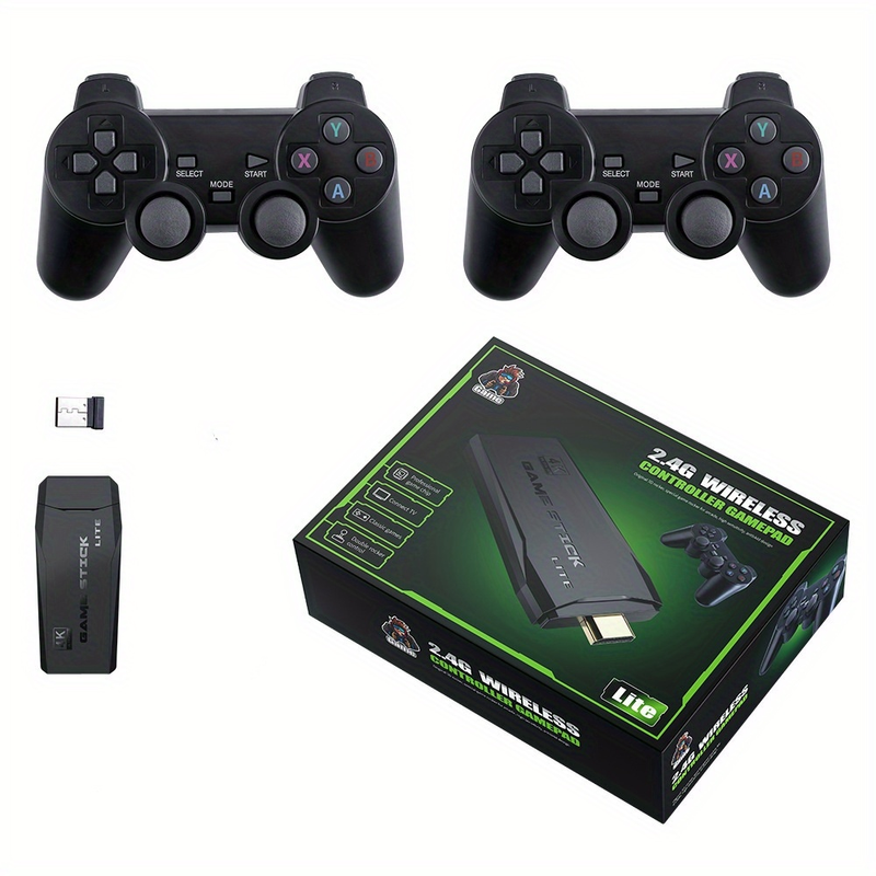 HD 4K M8 Game Stick trådløs spilkonsol 64GB med dobbelt 2,4G trådløs controller_voghion.com
