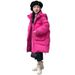 Piumino invernale in stile coreano per ragazze - Piumino con cappuccio color caramella e finiture in pelliccia, caldo e alla moda, beige/nero/rosa (120-160 cm)_voghion.com