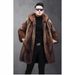 Men’s Faux Mink Fur Jacket – Hooded Longline Overcoat With Button Closure (S-5XL, Dark Brown)_voghion.com