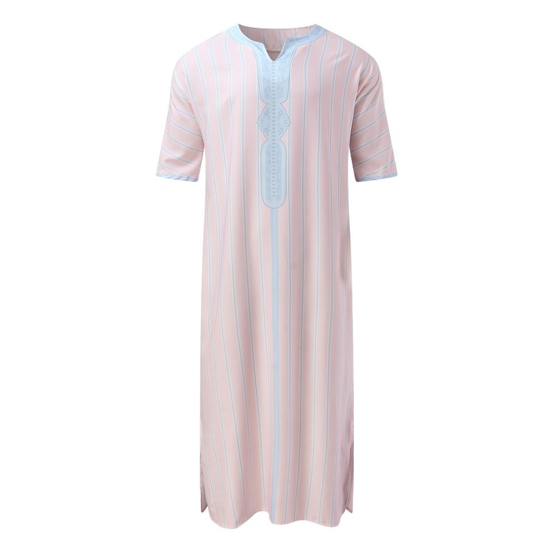 Men's Jumpsuit Arab Ethnic Style Men's Foreign Trade V-Neck Printed Muslim Robe_voghion.com