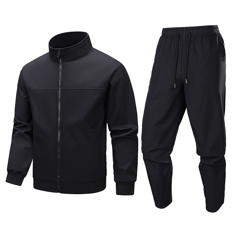 Conjunto deportivo con sudadera y forro de sherpa para hombre – Conjunto de invierno EuroFit™ con forro polar térmico (negro) – Interior cepillado antipilling para mayor calidez durante todo el día_voghion.com