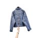 Damen-Jeansjacke im Used-Look – Übergroße hellblaue Jeansjacke mit Perlenstickerei, langärmliger Freizeitmantel (S-2XL)_voghion.com