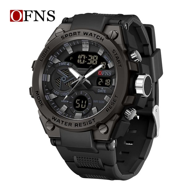 Men's Sport Watch With LED Display, Waterproof 50m, Alarm, Stopwatch, Night Light, Digital Analog Dial For Outdoor Activities_voghion.com