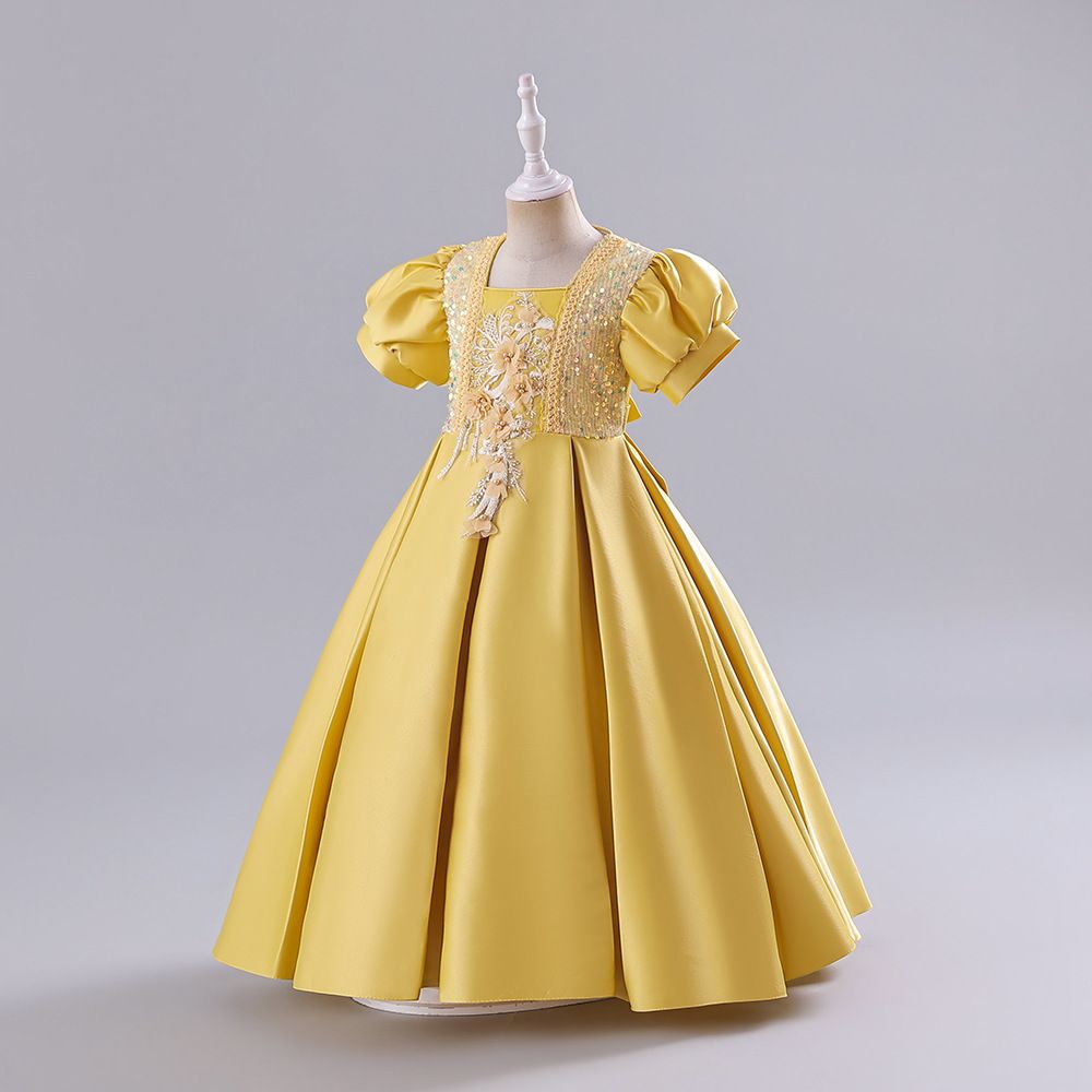 Robe princesse à fleurs pour filles d'un an, spectacle de Piano d'été_voghion.com