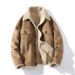 Men's Faux Shearling Bomber Jacket – Relaxed Fit, Single-Breasted, Fleece-Lined Winter Coat (Khaki, M-5XL)_voghion.com