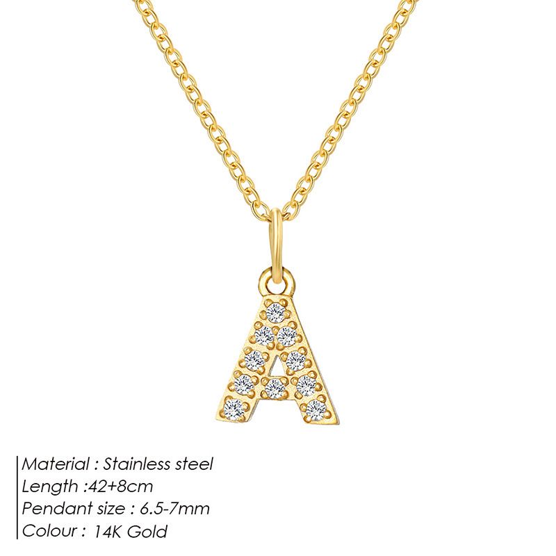 Kadınlar İçin Yeni Çok Yönlü Yapay Elmas Harf Kolye Yılan Kemiği Zincir Kolye_voghion.com