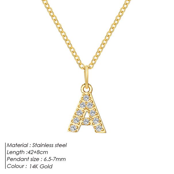 Kadınlar İçin Yeni Çok Yönlü Yapay Elmas Harf Kolye Yılan Kemiği Zincir Kolye_voghion.com