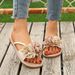 Women's Floral French Style Flat Sandals - Elegant Slides To Pair With Dresses For Summer_voghion.com