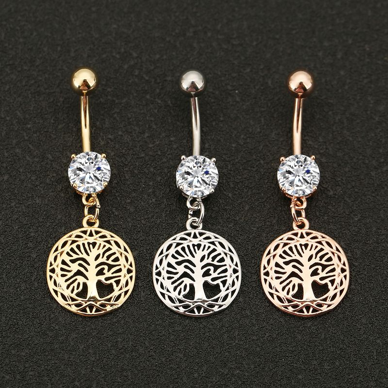 Piercing per ombelico a forma di albero della vita - Gioiello per piercing in zircone con elegante ciondolo_voghion.com