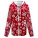 Nouveau sweat-shirt de sport décontracté à capuche zippé pour femme, imprimé de Noël, style européen et américain._voghion.com