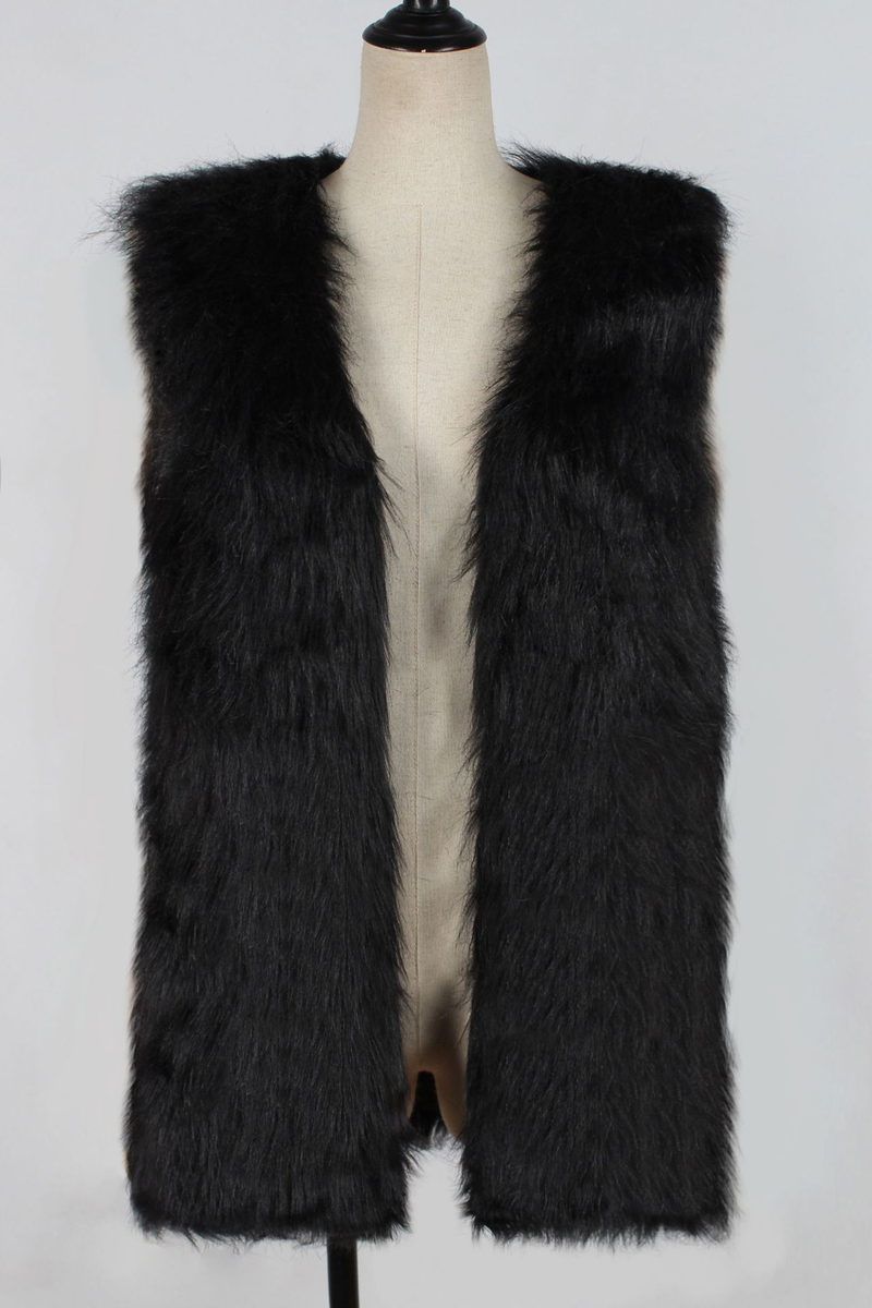 Damesvest van imitatiebont Lang damesvest van imitatiebont_voghion.com
