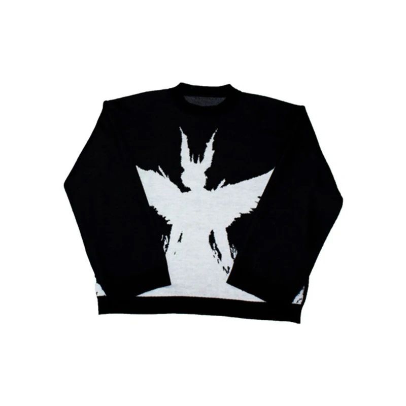 Men's Clothing autumn and winter knitted sweaters street trend dark style pullover sweater_voghion.com