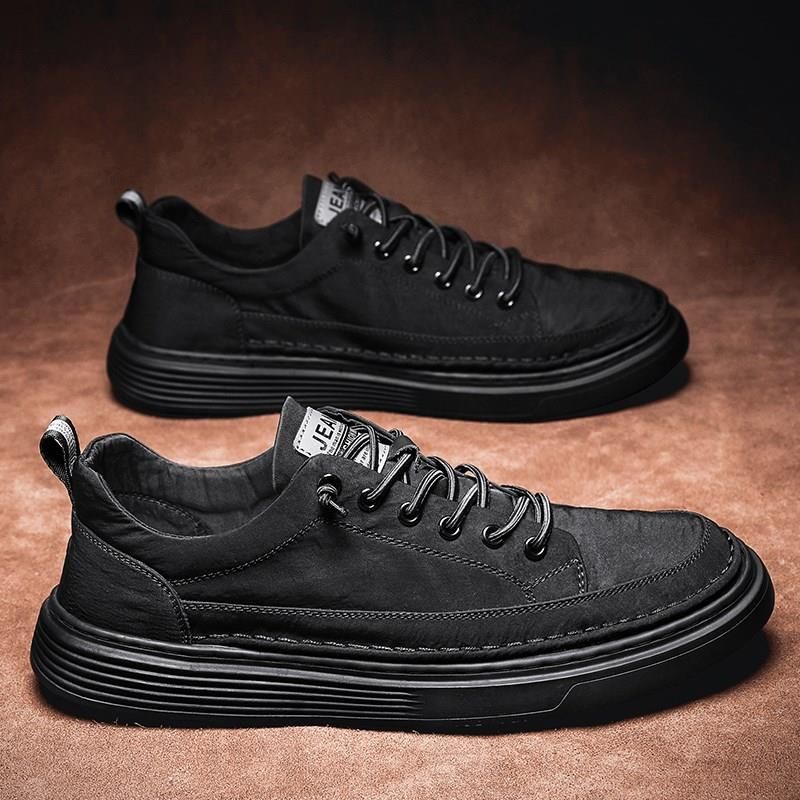 Autumn And Winter Canvas Chef Non Slip Black Casual Men's Shoes_voghion.com