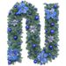 2.7M Christmas Garland With 240 Dense Flowers - Red/Gold/Pink/Silver/Blue/Multi-Color (LED Lights Optional)_voghion.com
