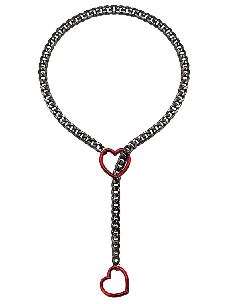 Gothic Cuban Chain Persönlichkeit Anhänger Mode verstellbare Herz Halskette_voghion.com
