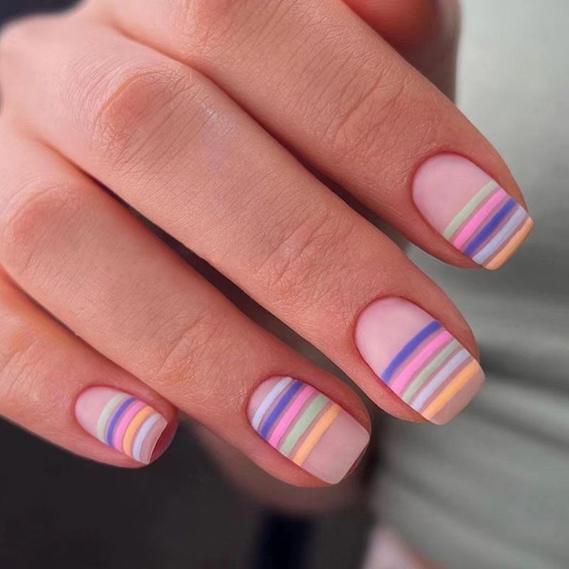 24 stuks middellange vierkante kop kunstnagels met vlinderontwerp draagbare Franse nepnagels druk op nagels detac_voghion.com