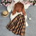 Women's autumn new style knitted top temperament skirt two-piece set_voghion.com